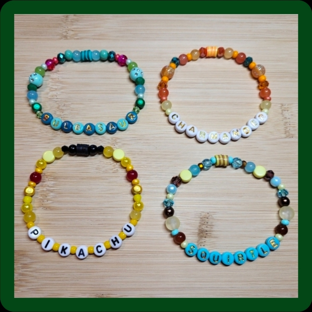 Pokemon Starters- 4 Bracelet Bundle, Size 7.5"